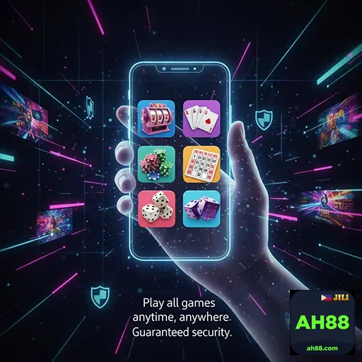 Mobile user enjoying casino games on ah88 app